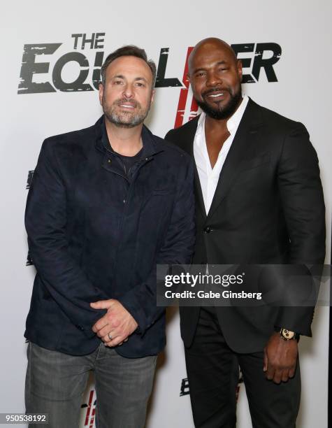 Producer Jason Blumenthal and director Antoine Fuqua attend the CinemaCon 2018 Gala Opening Night Event: Sony Pictures Highlights its 2018 Summer and...