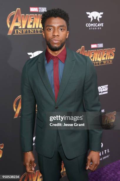 Actor Chadwick Boseman attends the Los Angeles Global Premiere for Marvel Studios Avengers: Infinity War on April 23, 2018 in Hollywood, California.