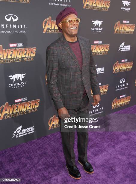 Actor Samuel L. Jackson attends the Los Angeles Global Premiere for Marvel Studios Avengers: Infinity War on April 23, 2018 in Hollywood, California.