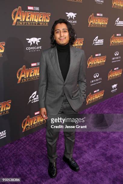 Actor Tony Revolori attends the Los Angeles Global Premiere for Marvel Studios Avengers: Infinity War on April 23, 2018 in Hollywood, California.