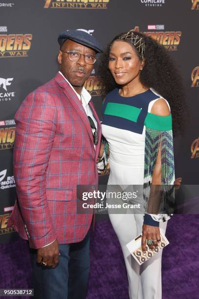 Actors Courtney B. Vance and Angela Bassett attend the Los Angeles Global Premiere for Marvel Studios Avengers: Infinity War on April 23, 2018 in...