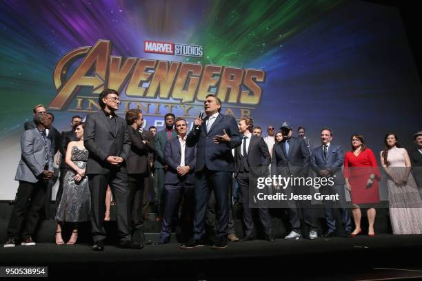 Directors Anthony Russo and Joe Russo and cast & crew of 'Avengers: Infinity War' attend the Los Angeles Global Premiere for Marvel Studios...