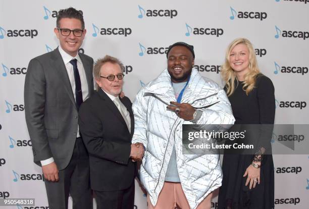 Beth Matthews, ASCAP President Paul Williamsm, James Fauntleroy and ASCAP Vice President, Pop/Rock, Membership Marc Emert-Hutner attends the 35th...