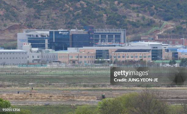 North Korea's Kaesong joint industrial complex area is seen from South Korea's Taesungdong freedom village sitting inside the Demilitarized zone...