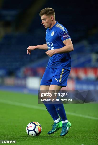 Harvey Barnes of Leicester City runs with the ball during the Premier league 2 match between Leicester City and Derby County at King Power Stadium on...