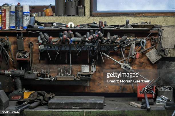 Closeup of tools in a blacksmith workshop on April 03, 2018 in Klitten, Germany.