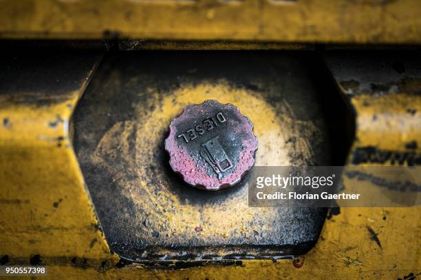 Tank cap on a forklift with the inscription Diesel on April 03, 2018 in Klitten, Germany.