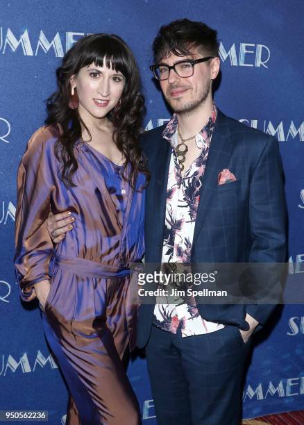 Actress Kendal Hartse and guest attend the opening night after party for "Summer: The Donna Summer Musical" Broadway at New York Marriott Marquis...