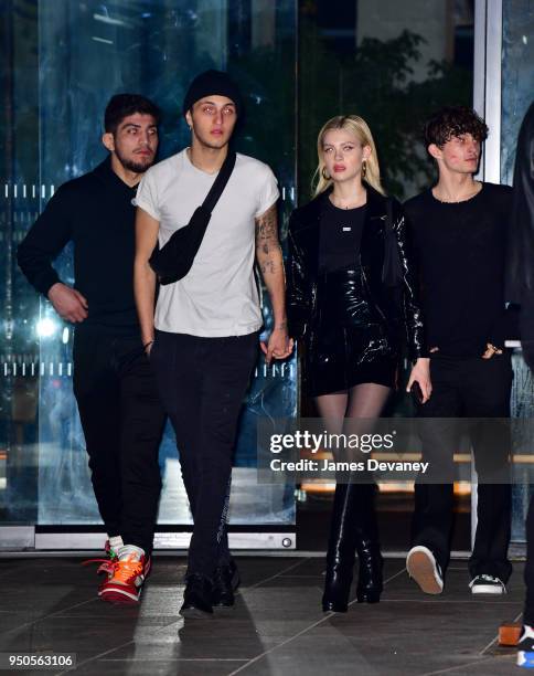 Anwar Hadid and Nicola Peltz leave 1 Hotel Brooklyn Bridge on April 23, 2018 in New York City.