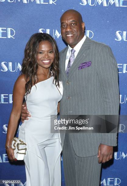 Actress LaChanze and guest attend the opening night after party for "Summer: The Donna Summer Musical" Broadway at New York Marriott Marquis Hotel on...