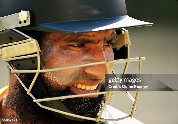 Mohammad Yousuf of Pakistan looks on during a Pakistan nets session at Melbourne Cricket Ground on December 23, 2009 in Melbourne, Australia.