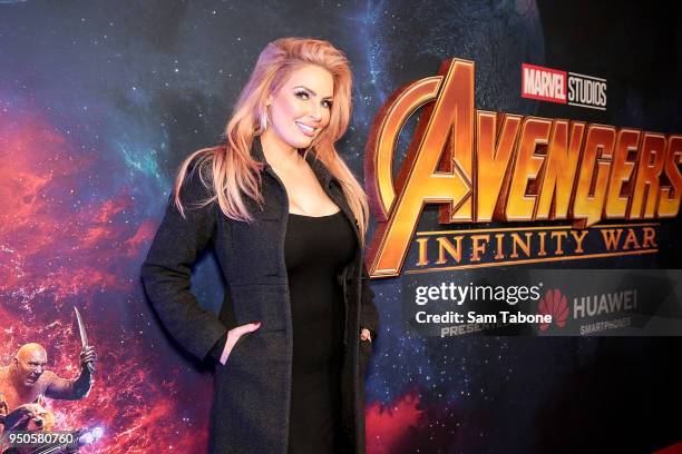 Sarah Roza attends the Avengers: Infinity War Special Event Screening on April 24, 2018 in Melbourne, Australia.