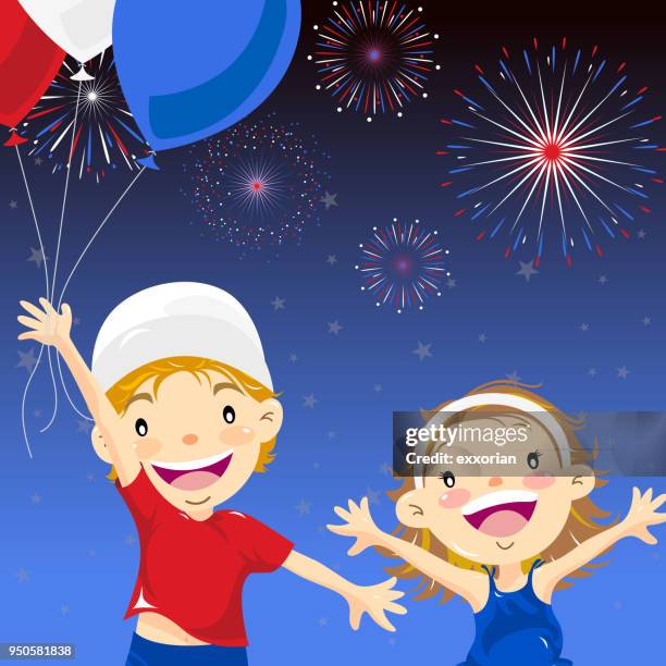 independence day celebration - child fireworks stock illustrations