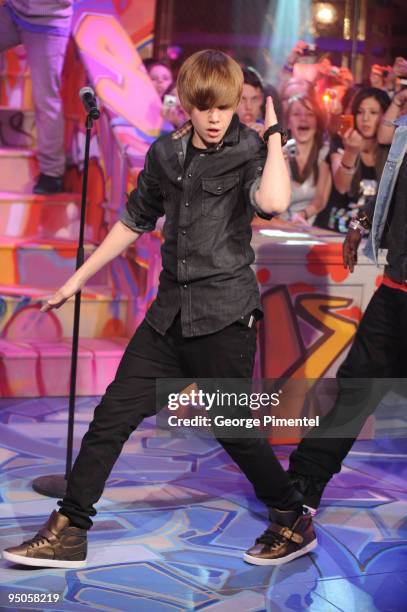 Justin Bieber performs on Live@Much at the MuchMusic HQ on December 22, 2009 in Toronto, Canada.