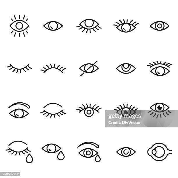 ilustraciones, imágenes clip art, dibujos animados e iconos de stock de conjunto de iconos de ojos - iris eye