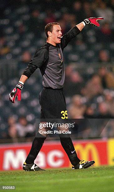 Joe Renea Jose Reina of Barcelona in action during the UEFA Cup third round ...