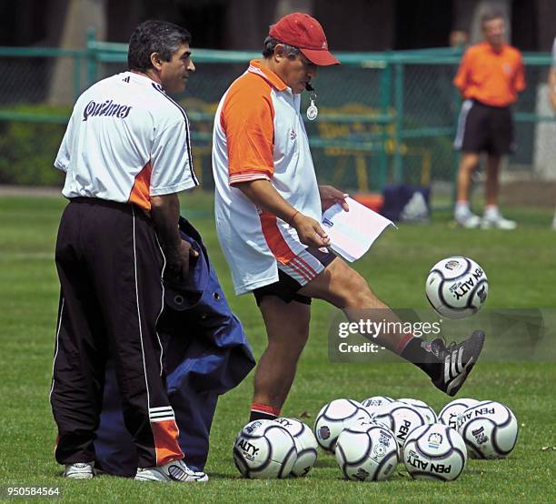 Photograph taken 29 May 2001 in Mexico City, of Americo Gallego, when he was still the head coach of the Argentinian soccer team, River Plate....