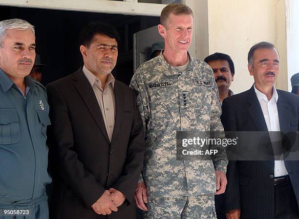 Photo taken June 22, 2009 shows US General Stanley McChrystal , and Mullah Nadir , governor of neighbouring Faryab province, at an unidentified...