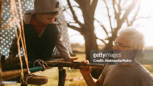 building a tree house with my grandfather - tree house stock pictures, royalty-free photos & images