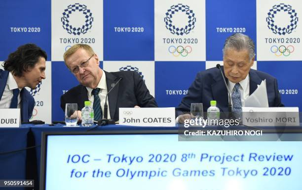 International Olympic Committee vice president and chairman of the Coordination Commission for Tokyo 2020 John Coates chats with IOC Olympic Games...