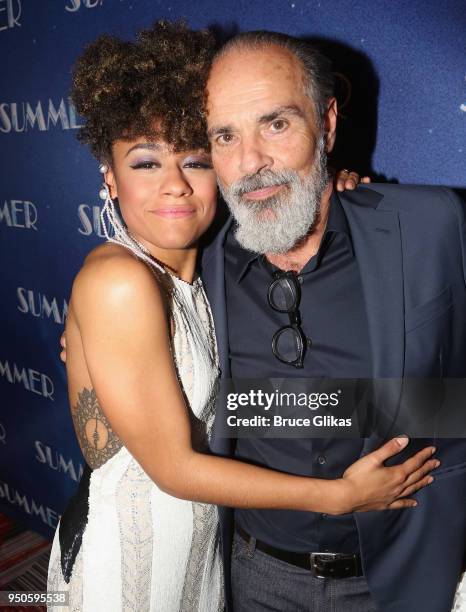 Ariana DeBose and Bruce Sudano pose at the opening night after party for "Summer: The Donna Summer Musical" on Broadway at The New York Marriott...