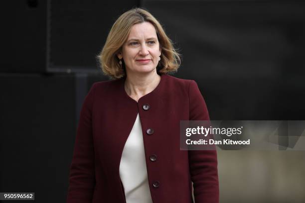 Home Secretary Amber Rudd attends the official unveiling of a statue in honour of the first female Suffragist Millicent Fawcett in Parliament Square...