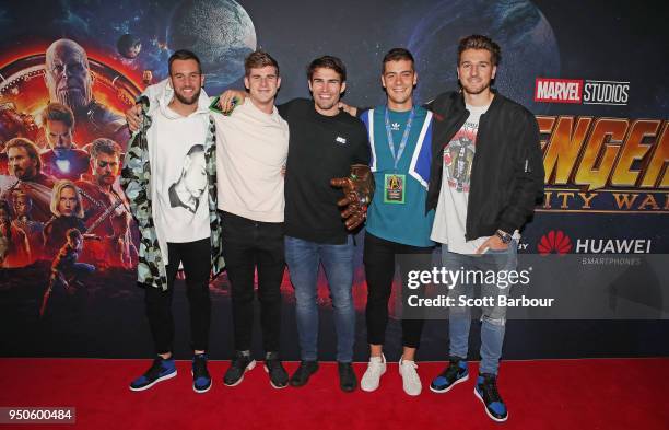 Matt Suckling, Billy Gowers, Easton Wood,Josh Dunkley andÊMarcus Bontempelli attend the Avengers: Infinity War Special Event Screening on April 24,...