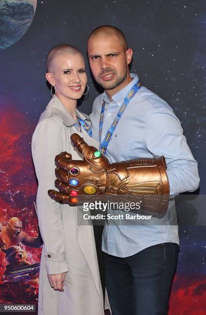 Erin Bateman and Bryce Mohr attend the Avengers: Infinity War Special Event Screening on April 24, 2018 in Melbourne, Australia.