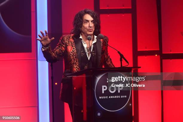 Musician Paul Stanley speaks onstage during the 2018 ASCAP Pop Music Awards on April 23, 2018 in Beverly Hills, California.