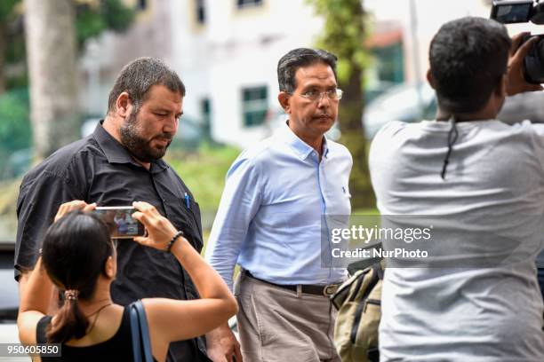 Friends of Palestinian professor Fadi Mohammad al-Batsh who was killed in a drive-by shooting on April 21, arrives the forensics of the Selayang...