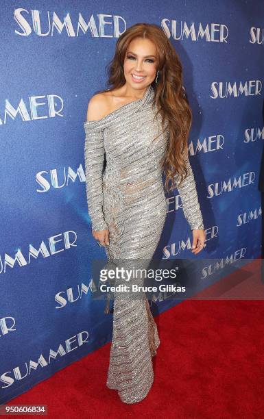 Thalia poses at the opening night of "Summer: The Donna Summer Musical" on Broadway at The Lunt-Fontanne Theatre on April 23, 2018 in New York City.