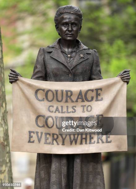 Statue in honour of the first female Suffragist Millicent Fawcett is unveiled during a ceremony in Parliament Square on April 24, 2018 in London,...