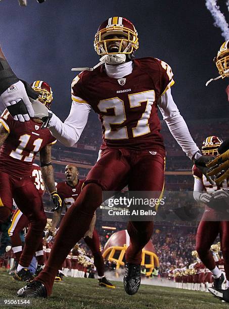 Fred Smoot of the Washington Redskins is introduced before the game against the New York Giants during their game on December 21, 2009 at Fedex Field...