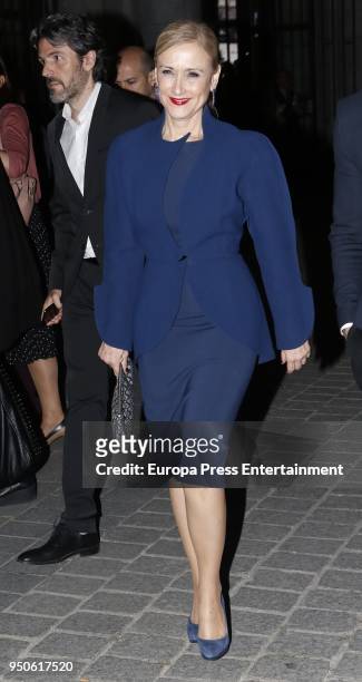 Cristina Cifuentes is seen leaving the Royal Theatre on April 23, 2018 in Madrid, Spain.