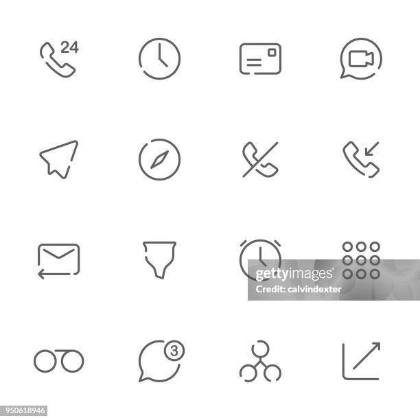 open line icons digital communications set 6 - filtration icon stock illustrations