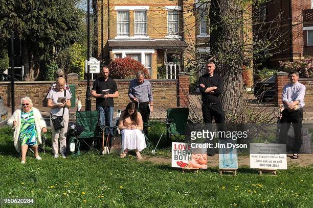 Anti-abortion protesters hold a vigil outside the Marie Stopes Clinic in Ealing on April 21, 2018 in London, England. Ealing council have voted in...