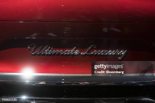 An 'Ultimate Luxury' badge adorns on a Vision Mercedes-Maybach Ultimate Luxury concept vehicle manufactured by Mercedes-Benz, a unit of Daimler AG,...