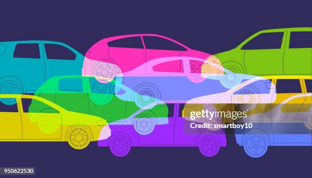 stockillustraties, clipart, cartoons en iconen met auto's of auto 's - traffic jam