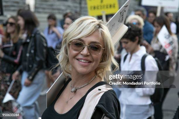 Italian tv-host Paola Barale at Design Pride Parade by Seletti with Paridevitale srl Communication & PR from Castello Sforzesco to Piazza Affari to...