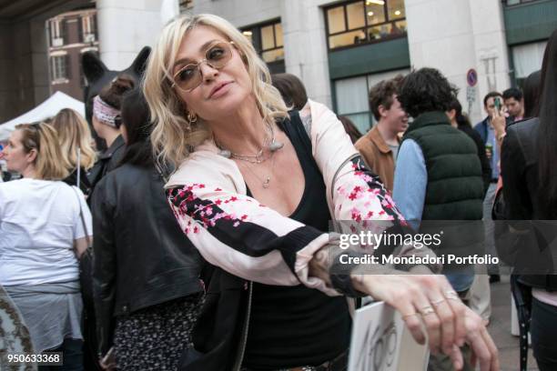 Italian tv-host Paola Barale at Design Pride Parade by Seletti with Paridevitale srl Communication & PR from Castello Sforzesco to Piazza Affari to...