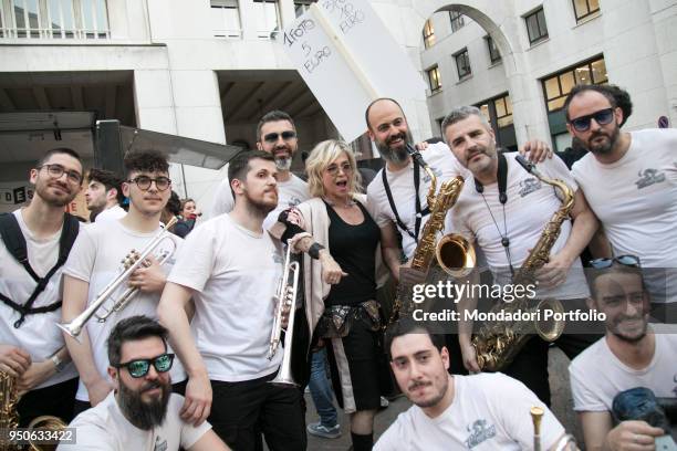 Italian tv-host Paola Barale at Design Pride Parade by Seletti with Paridevitale srl Communication & PR from Castello Sforzesco to Piazza Affari to...