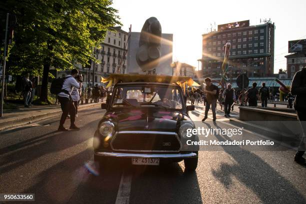 Design Pride Parade by Seletti with Paridevitale srl Communication & PR from Castello Sforzesco to Piazza Affari to celebrate Design Week. Milan,...