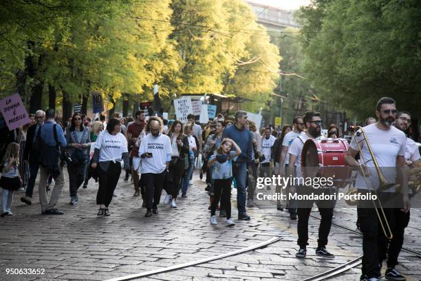 Design Pride Parade by Seletti with Paridevitale srl Communication & PR from Castello Sforzesco to Piazza Affari to celebrate Design Week. Milan,...