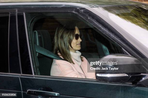 Pippa Middleton, the sister of Catherine, Duchess of Cambridge leaves Kensington Palace by car on April 24, 2018 in London, England. The Duke and...