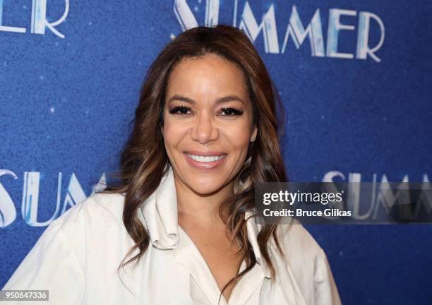 Sunny Hostin poses at the opening night of "Summer: The Donna Summer Musical" on Broadway at The Lunt-Fontanne Theatre on April 23, 2018 in New York...