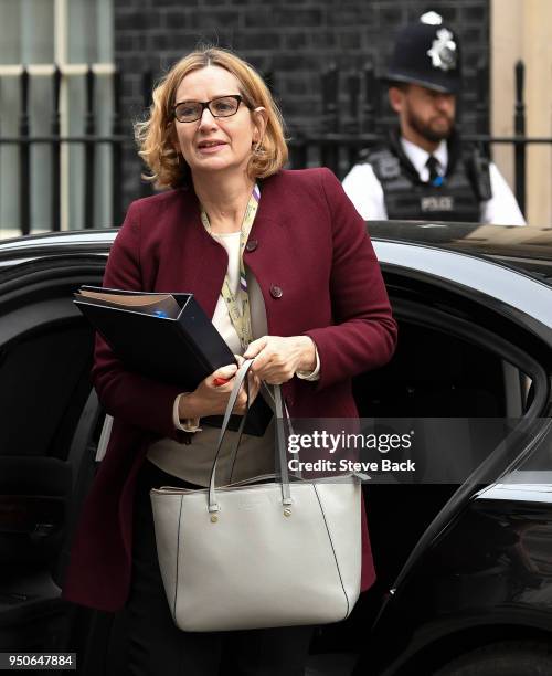 British Home Secretary Amber Rudd arriving at 10 Downing Street for the weekly Cabinet meeting on April 24, 2018 in London, England.