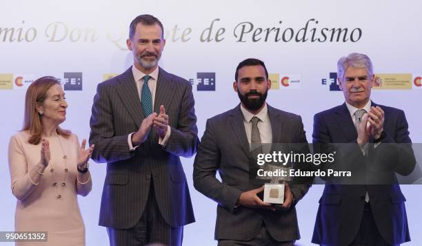 King Felipe VI of Spain , Foreing Affairs Minister Alfonso Dastis , President of the Congress Ana Pastor and journalist Julio Batista Rodriguez...