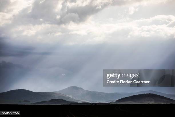 The Zittau Mountains are pictured during sunshine on April 13, 2018 in Zittau, Germany.