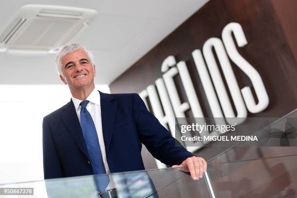 Deputy General Director of the LVMH group Antonio Belloni poses for photographs during the inauguration of the first LVMH eyewear factory in...