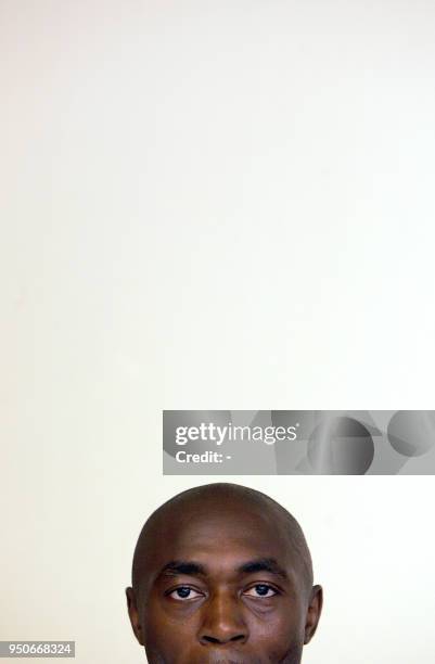 Picture taken 16 August 2005 in Montpellier of the Ivorian captain Cyril Domoraud during a press conference on the eve of the friendly football match...